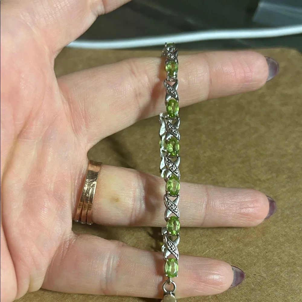 Sterling Silver Peridot Tennis‎ Bracelet